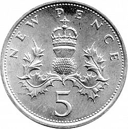 Large Reverse for 5p 1969 coin