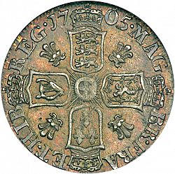 Large Reverse for Sixpence 1705 coin