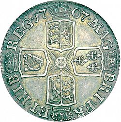 Large Reverse for Sixpence 1707 coin