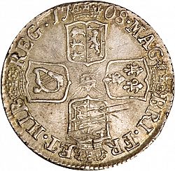 Large Reverse for Sixpence 1708 coin