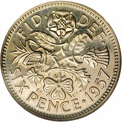 Large Reverse for Sixpence 1957 coin