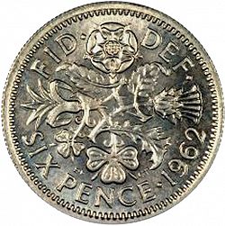 Large Reverse for Sixpence 1962 coin
