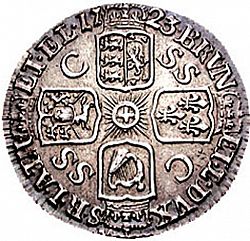 Large Reverse for Sixpence 1723 coin