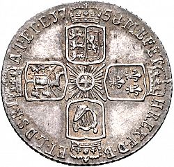 Large Reverse for Sixpence 1758 coin