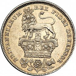 Large Reverse for Sixpence 1826 coin