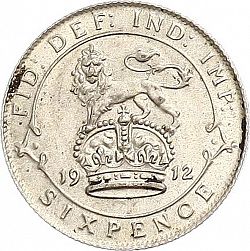 Large Reverse for Sixpence 1912 coin