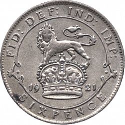 Large Reverse for Sixpence 1921 coin