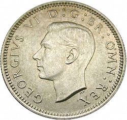 Large Obverse for Sixpence 1938 coin