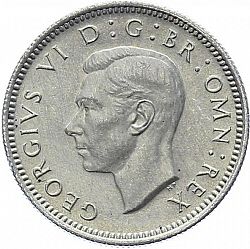 Large Obverse for Sixpence 1944 coin