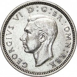 Large Obverse for Sixpence 1945 coin