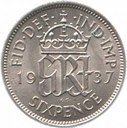 Large Reverse for Sixpence 1937 coin
