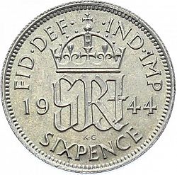 Large Reverse for Sixpence 1944 coin