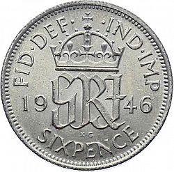 Large Reverse for Sixpence 1946 coin