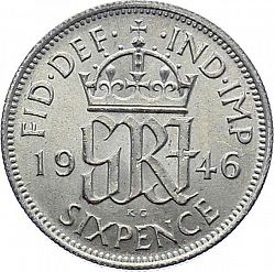 Large Reverse for Sixpence 1946 coin