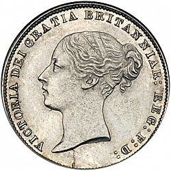Large Obverse for Sixpence 1865 coin
