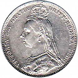 Large Obverse for Sixpence 1887 coin