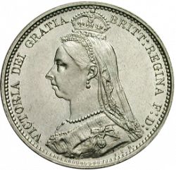 Large Obverse for Sixpence 1888 coin