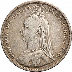 Large Obverse for Sixpence 1890 coin