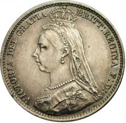 Large Obverse for Sixpence 1891 coin