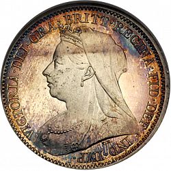 Large Obverse for Sixpence 1893 coin
