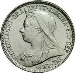 Large Obverse for Sixpence 1898 coin