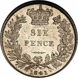 Large Reverse for Sixpence 1840 coin