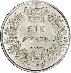 Large Reverse for Sixpence 1844 coin