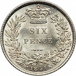 Large Reverse for Sixpence 1851 coin