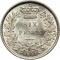 Large Reverse for Sixpence 1851 coin