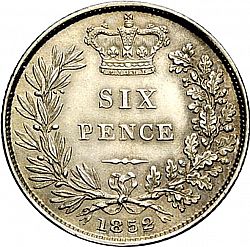 Large Reverse for Sixpence 1852 coin