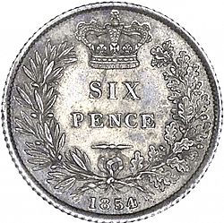 Large Reverse for Sixpence 1853 coin