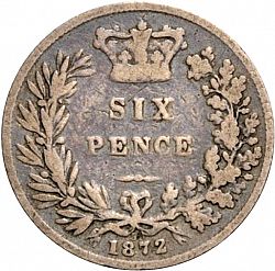 Large Reverse for Sixpence 1872 coin