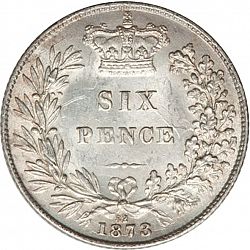 Large Reverse for Sixpence 1873 coin