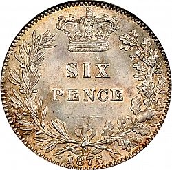 Large Reverse for Sixpence 1875 coin