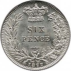 Large Reverse for Sixpence 1877 coin