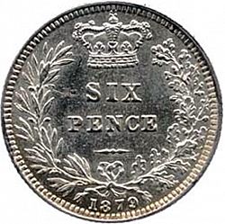 Large Reverse for Sixpence 1879 coin