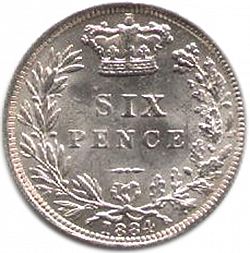 Large Reverse for Sixpence 1884 coin