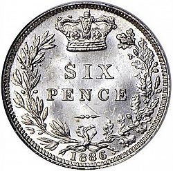 Large Reverse for Sixpence 1886 coin