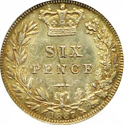 Large Reverse for Sixpence 1887 coin