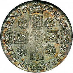 Large Reverse for Sixpence 1699 coin