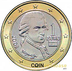 1 Euro 2008 Large Obverse coin