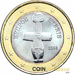 1 Euro 2008 Large Obverse coin