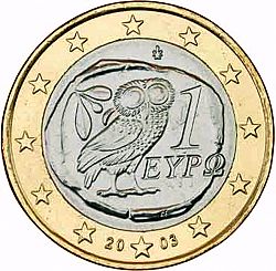 1 Euro 2003 Large Obverse coin