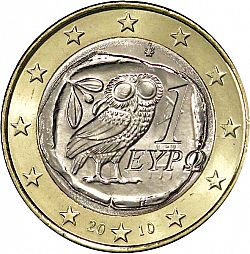 1 Euro 2010 Large Obverse coin