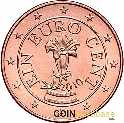 1 cent 2010 Large Obverse coin