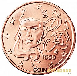 1 cent 1999 Large Obverse coin