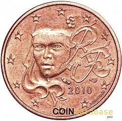 1 cent 2010 Large Obverse coin