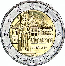 2 Euro 2010 Large Obverse coin