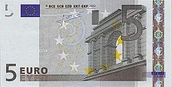 5 Euro 2002 Large Obverse coin