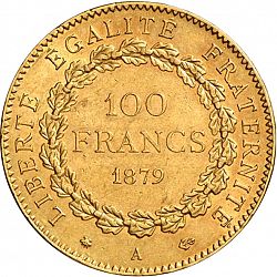 Large Reverse for 100 Francs 1879 coin
